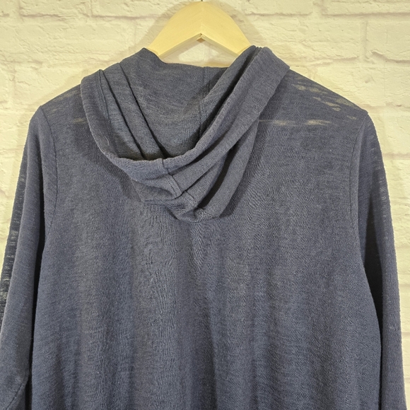 M Style & Co Sport Navy Hooded Cardigan with Pockets Size XL Lightweight Buttons - Picture 8 of 10